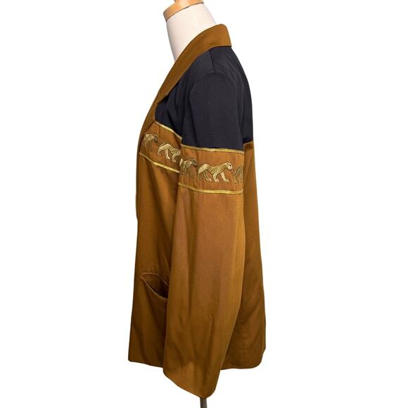 Vintage Stephanie Queller lioness blazer jacket size 14 large tan black gold - Picture 3 of 9